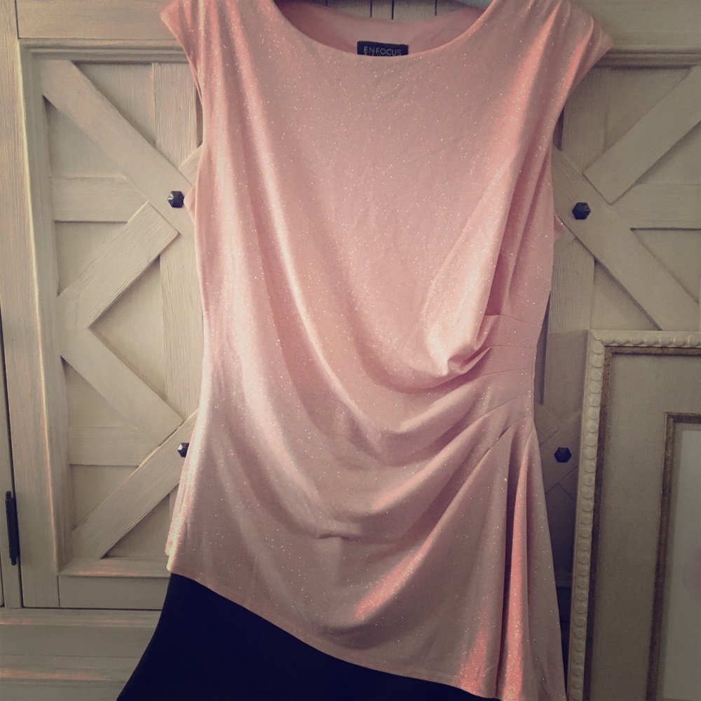 Elegant sparkly pink dress with black bottom